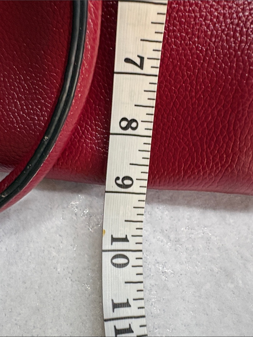 Rich Red Pebbled Leather Structured Tote Bag with Gold Hardware (v) - Picture 11 of 11